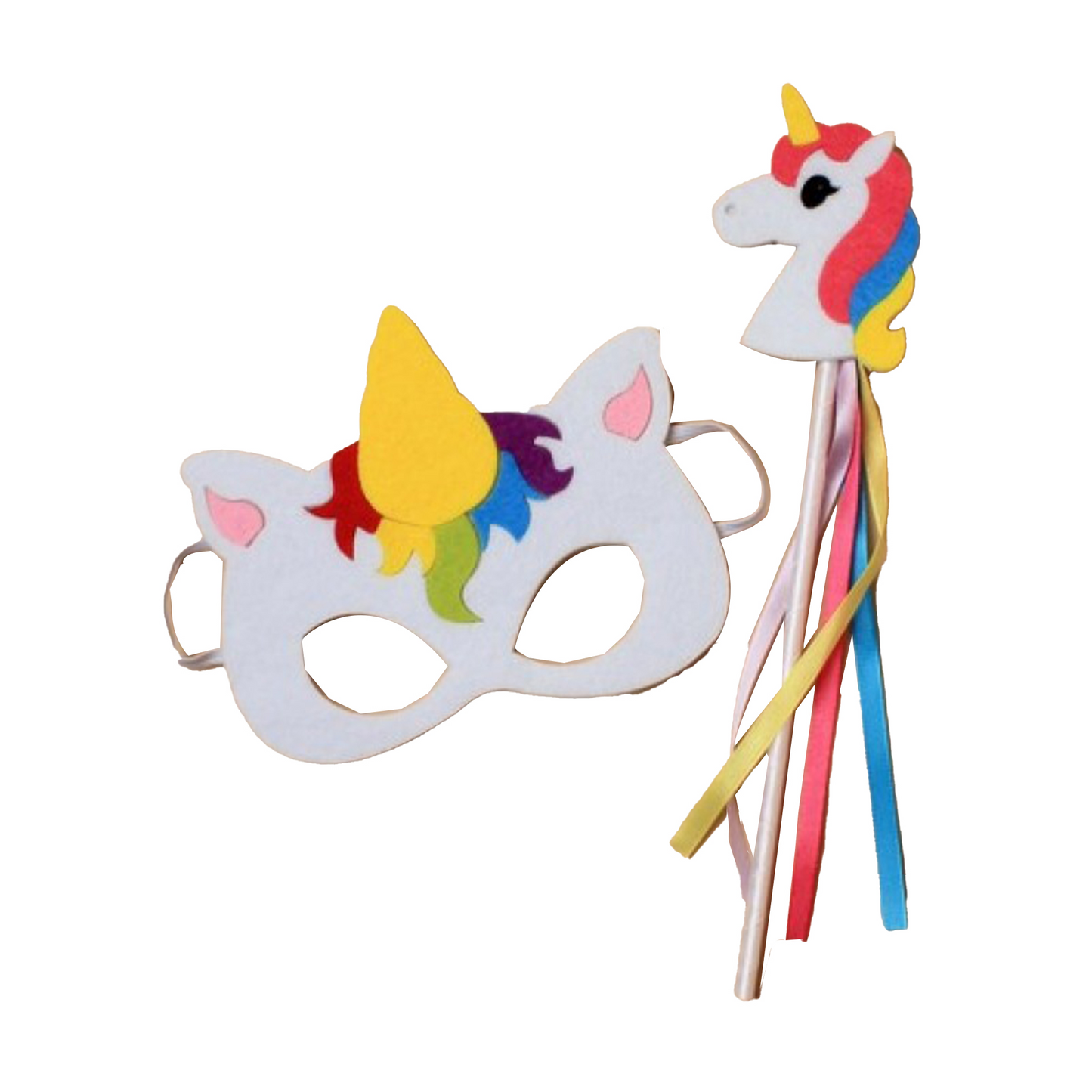 Children felt unicorn mask with felt unicorn wand.-0