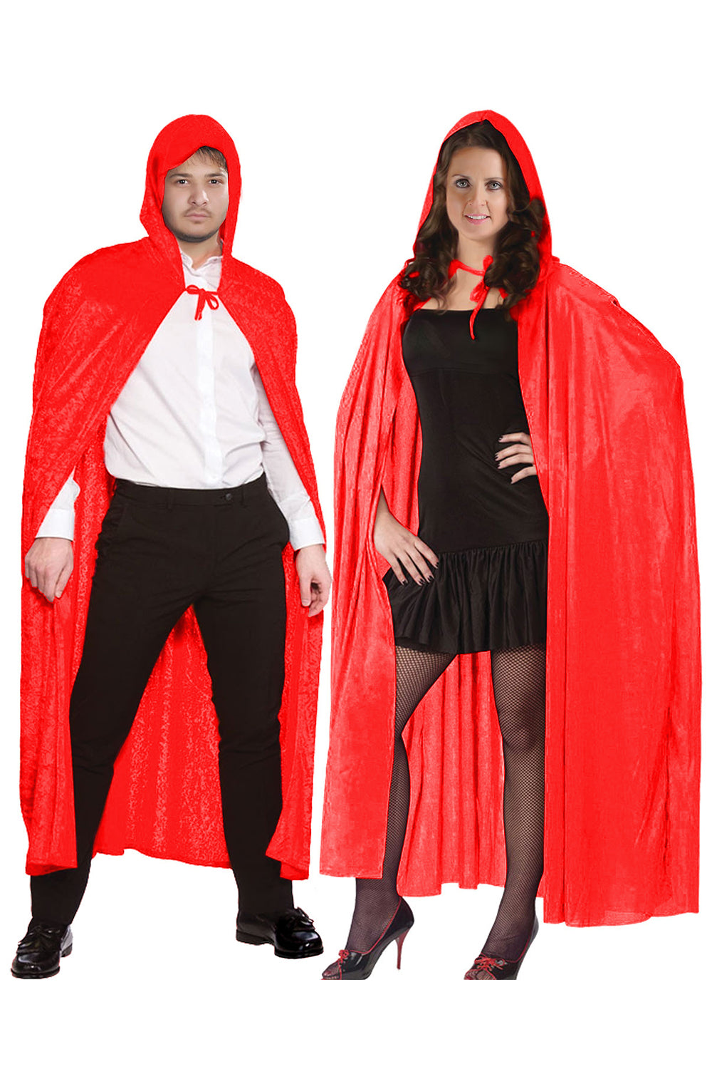 Unisex Red Satin Hooded Cape-0