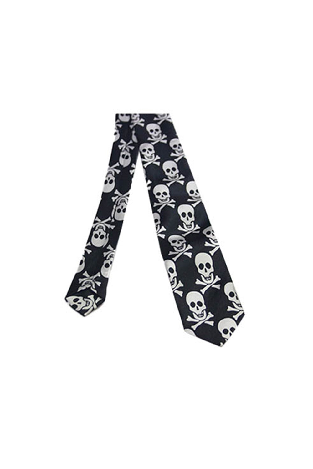 Wickedfun White Skull Black Neck Tie-5