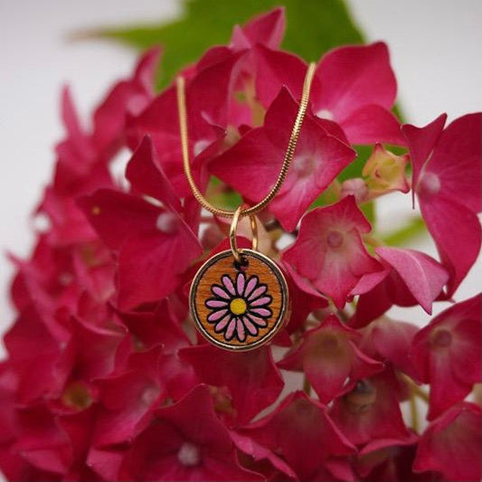 Aster Flower Recycled Wooden Necklace