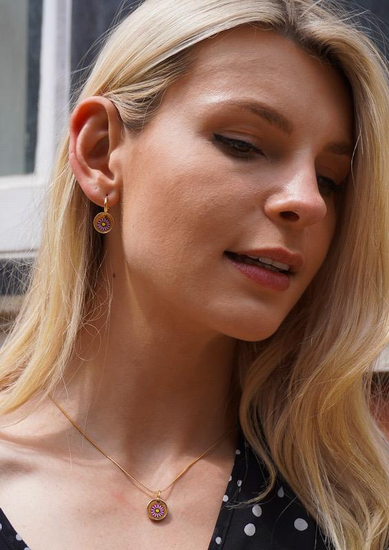 Aster Flower Recycled Wooden Necklace