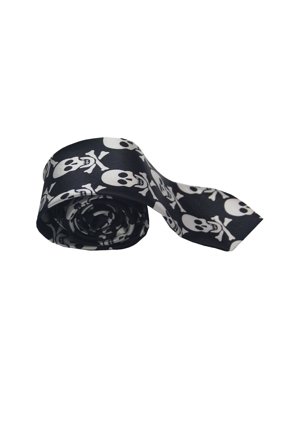Wickedfun White Skull Black Neck Tie-1
