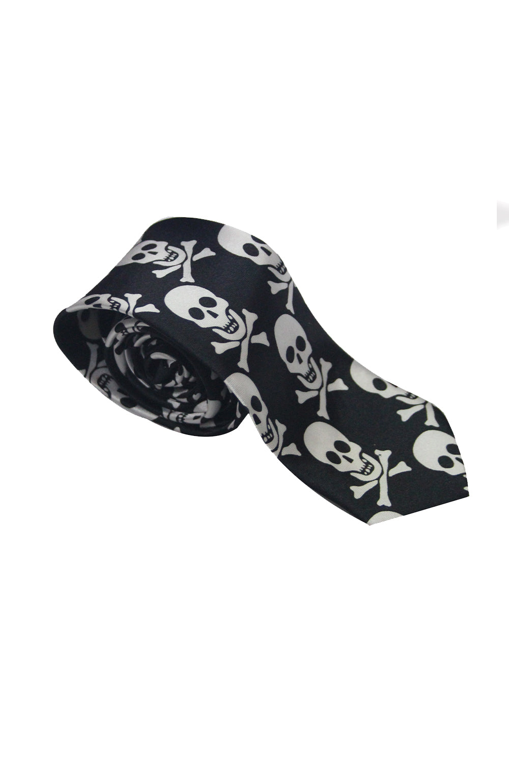 Wickedfun White Skull Black Neck Tie-2