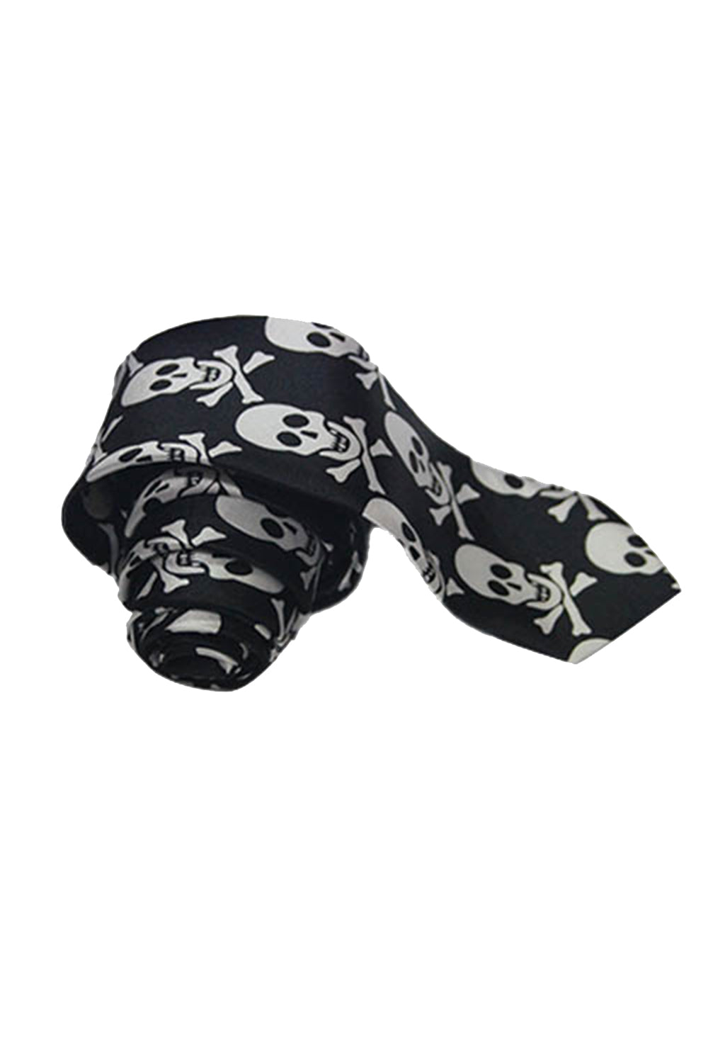 Wickedfun White Skull Black Neck Tie-3