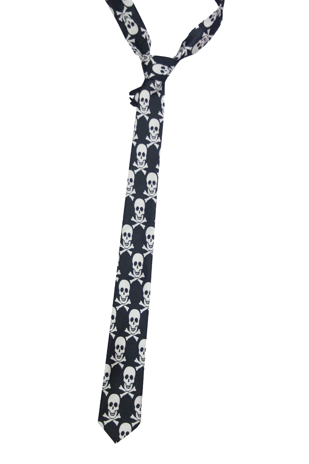 Wickedfun White Skull Black Neck Tie-0